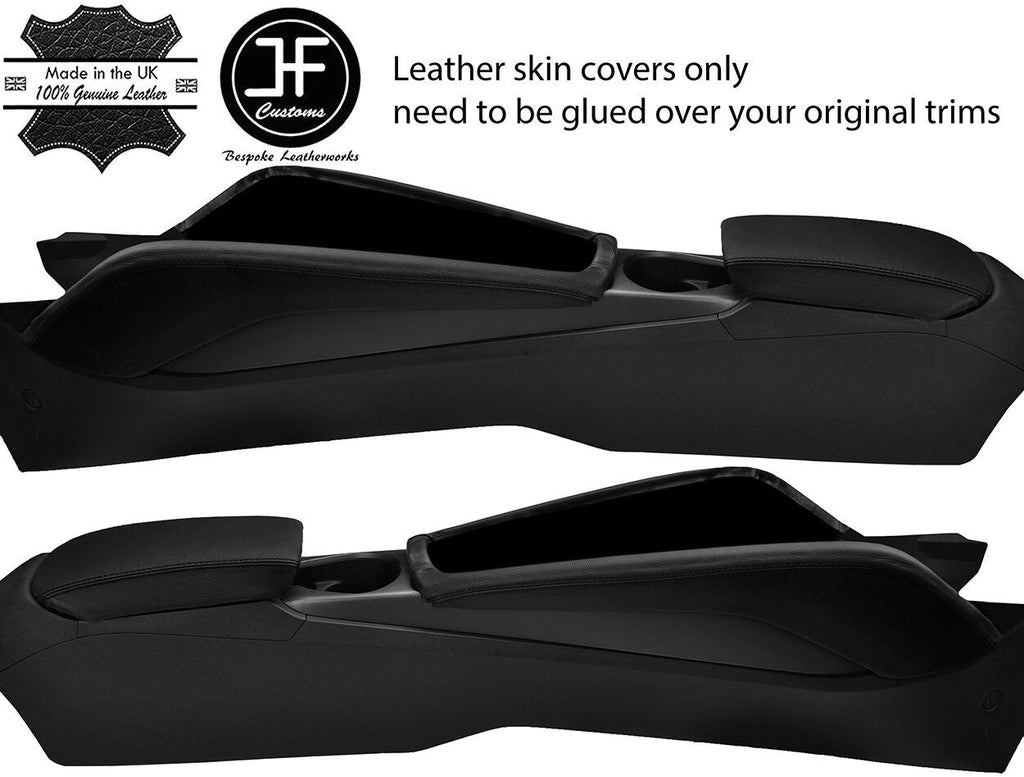 BLACK & BLACK CONSOLE SIDE TRIM & ARMREST LEATHER COVERS FITS AUDI TT MK3 15-19