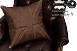 1X EXCLUSIVE LUXURY LEATHER CUSHION DISTRESSED BROWN UNION JACK PADDED 18"x18"