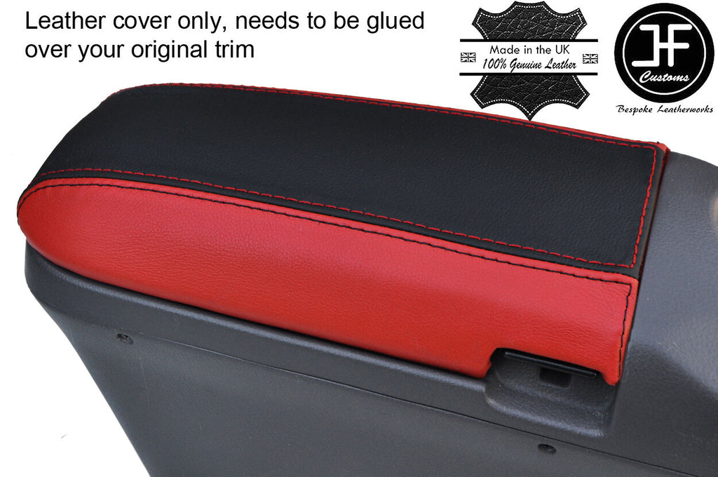 BLACK & RED  ARMREST LID REAL LEATHER COVER FITS TOYOTA CELICA MK7 1999-2005