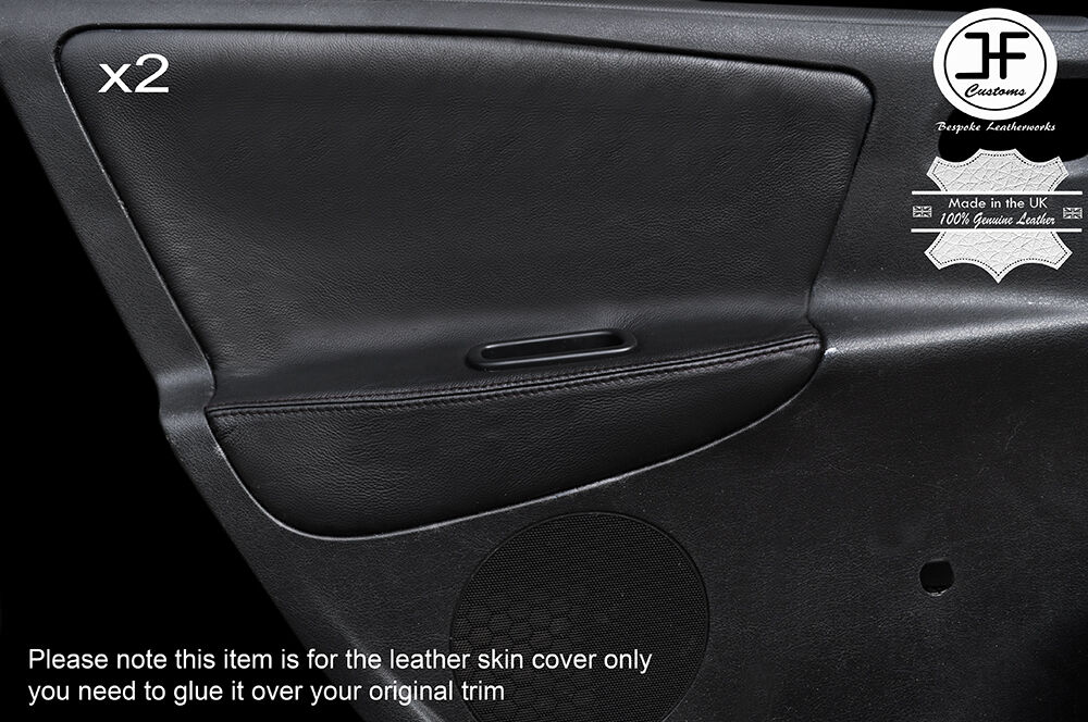 BLACK STICH 2X REAR DOOR CARD TRIM LEATHER COVERS FITS PEUGEOT 207 07-14 5 DOOR