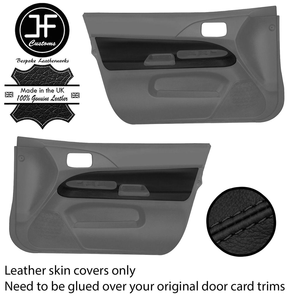 BLACK STITCH 2X FRONT DOOR CARD TRIM LEATHER COVER FOR MITSUBISHI EVO 7 8 9 JF1