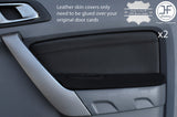 BLACK STITCHING 2X REAR DOOR CARD TRIM LEATHER COVER FITS FORD RANGER 2012-2017