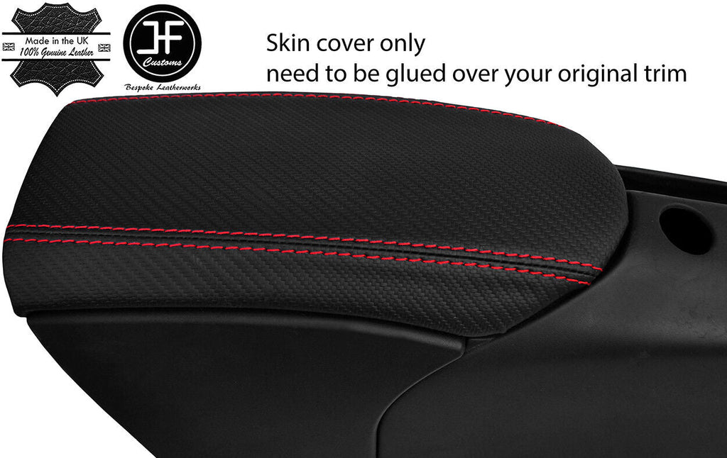 RED STITCH CARBON VINYL ARMREST COVER FOR PORSCHE 986 BOXSTER CARRERA 996