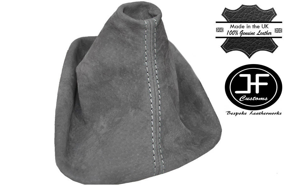 WHITE STITCH MANUAL GRAPHITE PU SUEDE GEAR GAITER FITS BMW 3 SERIES E36 E46