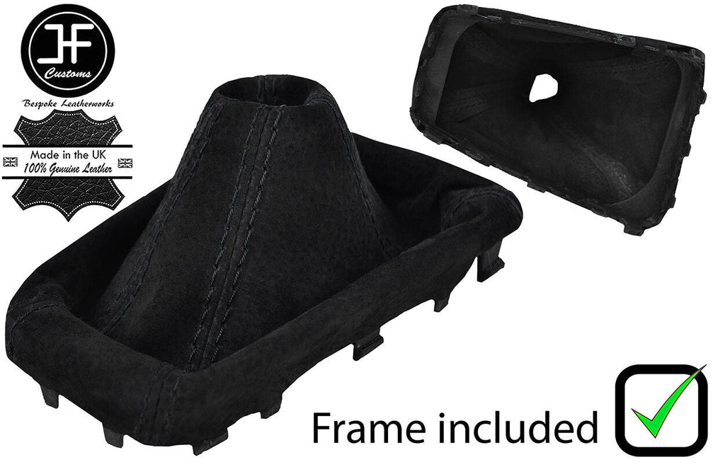 BLACK STITCHING SUEDE GEAR GAITER + PLASTIC FRAME FITS FORD FOCUS 2014-2018