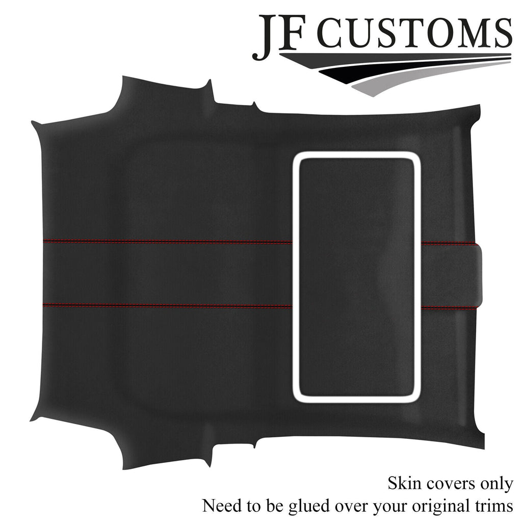 D RED  STITCH D GREY SUEDE SUNROOF HEADLINER COVER FOR FIAT 500 & ABARTH 07-15