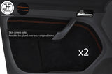 ORANGE STITCH 2X FRONT DOOR CARD TRIM SUEDE COVERS FOR VW CADDY MK3 2005-2015