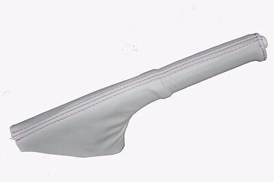 pink stitch FITS NISSAN FIGARO LIGHT GREY LEATHER HANDBRAKE GAITER CUSTOM NEW