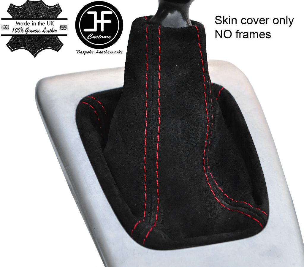 RED  STITCHING REAL SUEDE MANUAL GEAR GAITER FITS SAAB 93 9-3 2003-2012