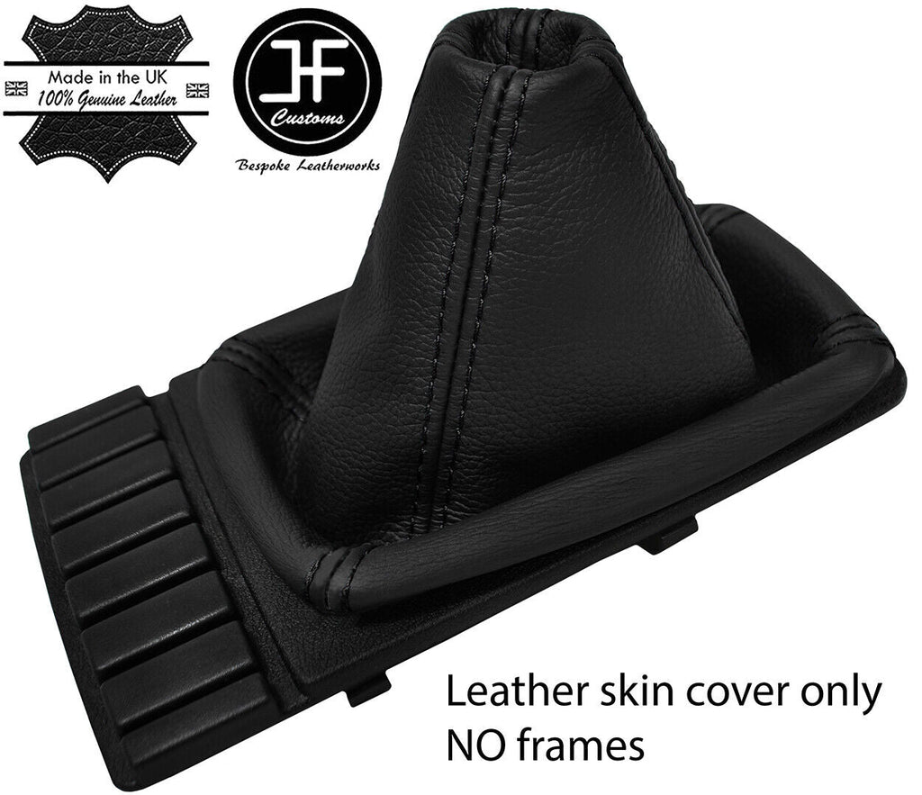 BLACK STITCHING TOP GRAIN REAL LEATHER GEAR GAITER FITS VW GOLF MK2 1982-1991