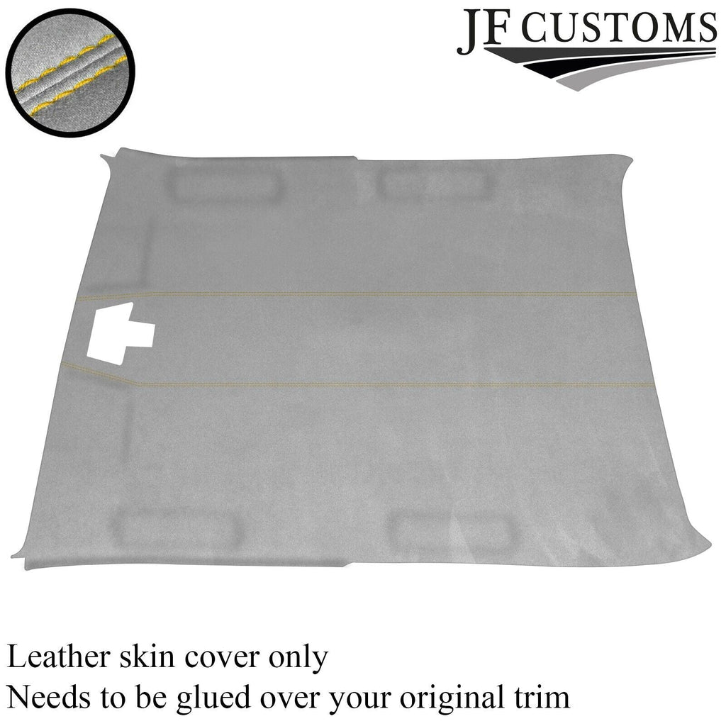 YELLOW STITCH LUXE SUEDE L GREY HEADLINER COVER FITS FORD SIERRA COSWORTH 3 DR