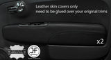 BLACK STITCH 2X DOOR CARD TRIM LEATHER&CARBON VINYL COVER FOR FIAT 500 STYLE 2