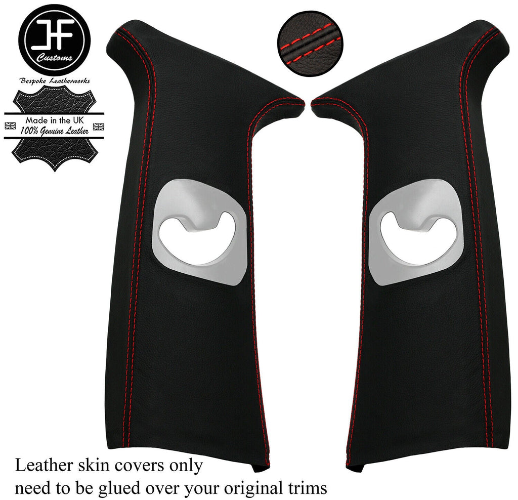 RED  STITCH 2X UPPER B PILLAR LEATHER COVERS FITS BMW X6 E71 2007-2014