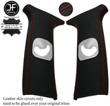 RED  STITCH 2X UPPER B PILLAR LEATHER COVERS FITS BMW X6 E71 2007-2014