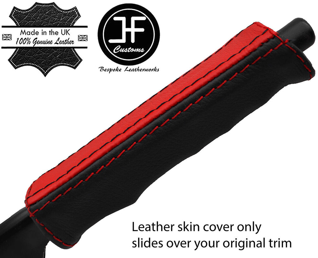 BLACK & RED STRIPE HANDBRAKE HANDLE LEATHER COVER FOR BMW 3 SERIES E30 81-92