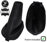 BLACK STITCH LEATHER MANUAL GEAR GAITER+PLASTIC FRAME FITS DACIA LOGAN 04-11