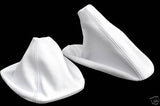 FITS BMW E36 E46 & COMPACT GAITORS SET REAL WHITE LEATHER CUSTOM NEW MADE IN UK