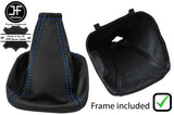 BLUE STITCH REAL LEATHER GEAR GAITER+PLASTIC FRAME FITS FORD TRANSIT MK7 06-14