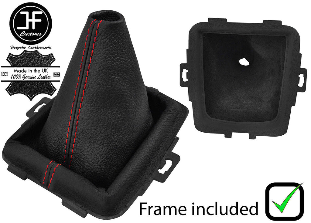 RED STITCH LEATHER MANUAL GEAR GAITER+PLASTIC FRAME FOR FORD FIESTA MK8 08-13