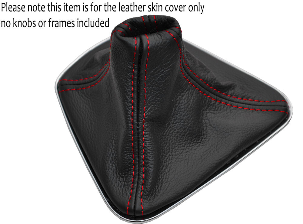 RED STITCHING LEATHER MANUAL GEAR GAITER FITS LANCIA YPSILON 2011-2015