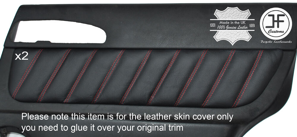 RED STITCH 2X REAR DOOR CARD TRIM LEATHER COVERS FITS ALFA ROMEO 166 98-07