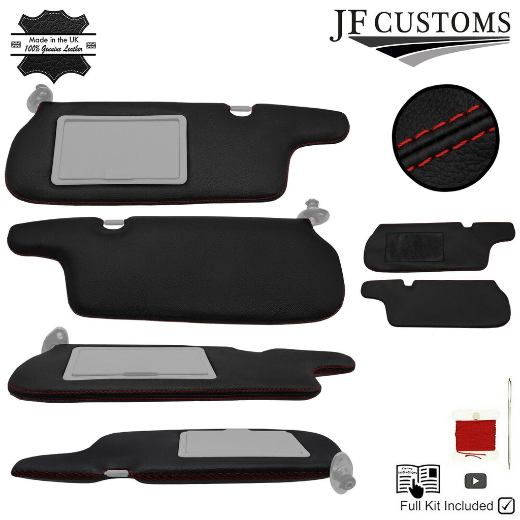 DARK RED CROSS STITCH LEATHER 2X SUN VISOR COVERS FITS DATSUN 280ZX 1979-1983