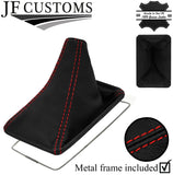 RED STITCH LEATHER GEAR GAITER + METAL FRAME FOR TOYOTA CELICA 1985-1989