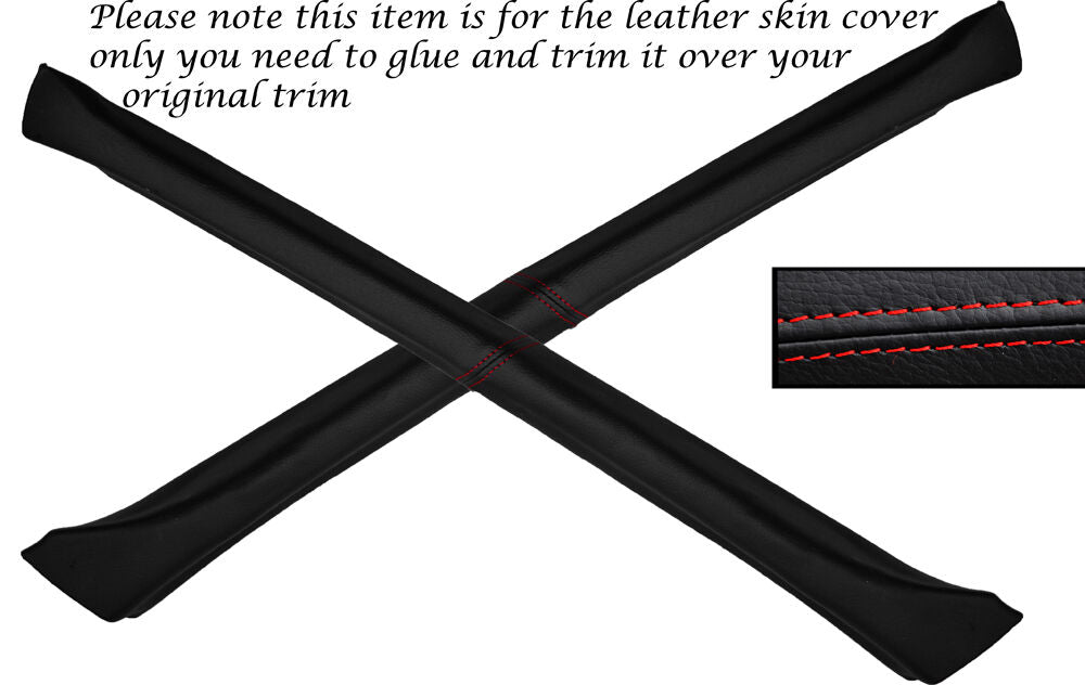RED STITCH 2X A POST PILLAR LEATHER SKIN COVERS FITS AUDI QUATTRO UR COUPE GT