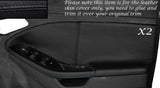 BLACK STITCH 2X FRONT DOOR CARD TRIM SKIN COVERS FITS FORD FOCUS MK3 11-14 5DR