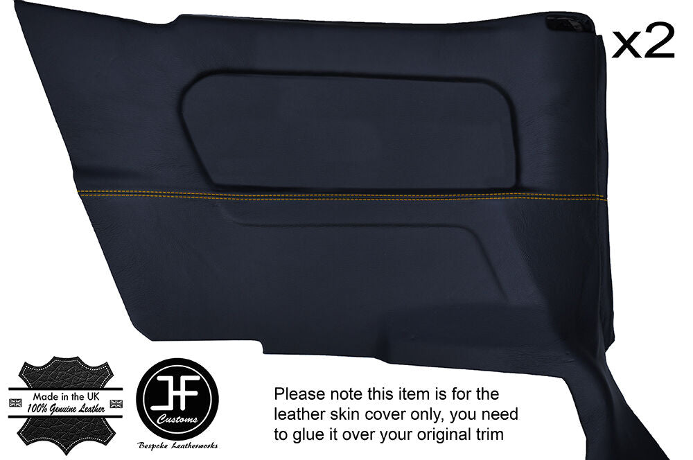 YELLOW STITCH 2X REAR FULL DOOR CARD COVERS FITS BMW E30 84-93 CONVERTIBLE
