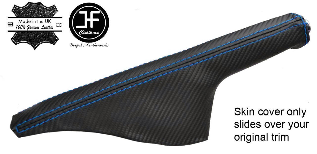 BLUE STITCH CARBON VINYL HANDBRAKE GAITER FITS AUDI TT MK1 1998-2006 CUSTOM NEW