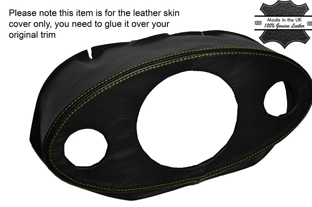 YELLOW STITCH SPEEDO SURROUND HOOD LEATHER SKIN COVER FITS MINI CLASSIC DOWNTON