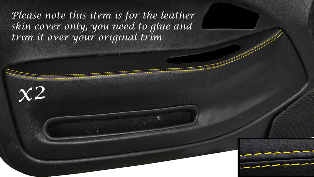 YELLOW STITCH 2X FRONT DOOR CARD TRIM SKIN COVERS FITS HONDA CIVIC COUPE 92-95