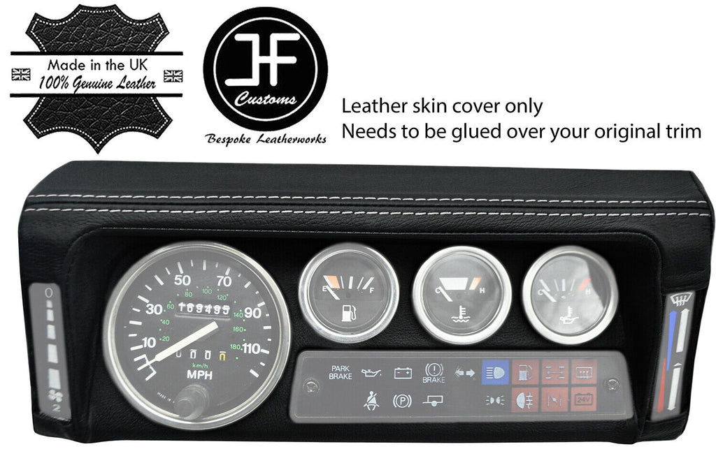 WHITE STITCH SPEEDO SURROUND TOP GRAIN LEATHER COVER FITS DEFENDER 90 110 83-06
