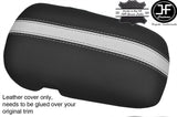 BLACK & WHITE STRIPE REAL LEATHER ARMREST LID COVER FITS FORD MUSTANG 2015-2017