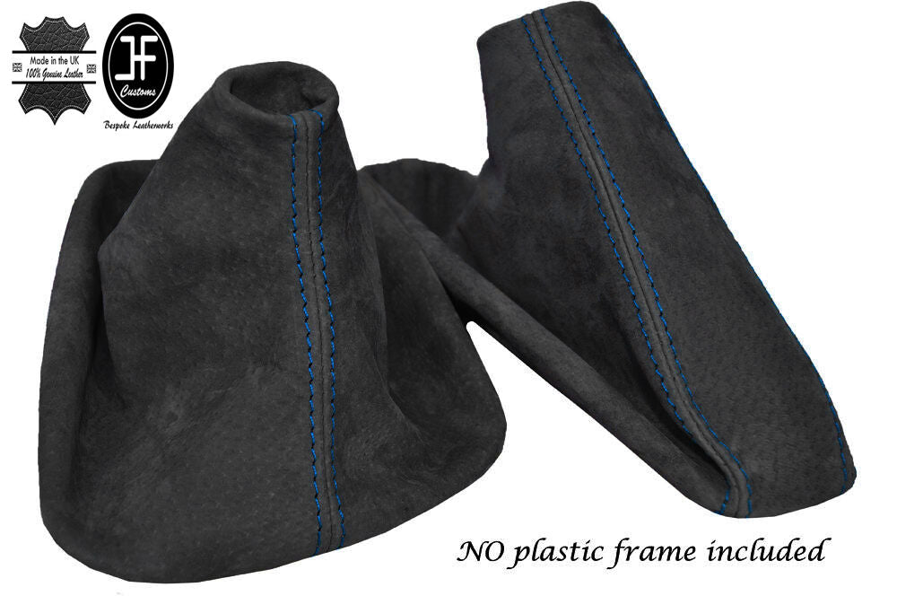 BLUE STITCH REAL DARK GREY SUEDE GEAR HANDBRAKE GAITER FOR BMW 3 SERIES E36 E46