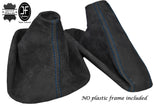 BLUE STITCH REAL DARK GREY SUEDE GEAR HANDBRAKE GAITER FOR BMW 3 SERIES E36 E46