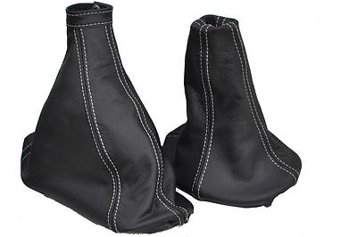 FITS FIAT STILO GEAR + HANDBRAKE GAITER WHITE STITCH 01-07 CUSTOM NEW MADE IN UK