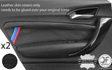 BLACK STITCH TRI STRIPE 2X REAR DOOR CARD TRIM LEATHER COVERS FOR BMW F20 11-17