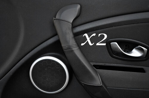 BLACK STITCH FITS RENAULT MEGANE MK3 2009-2012 2X DOOR HANDLE LEATHER COVERS