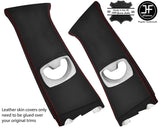 RED STITCHING 2X UPPER B PILLAR LEATHER COVERS FITS BMW 5 E60 E61 2003-2011