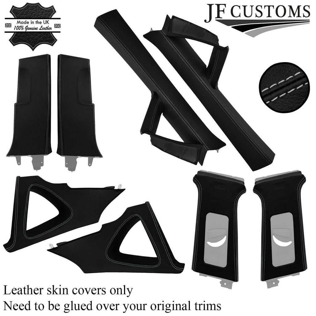 L GREY STITCH ITALIAN LEATHER PILLAR KIT COVERS FITS SEAT LEON MK2 1P 05-12