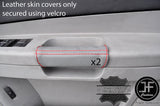 RED STITCH 2X FRONT DOOR HANDLE GREY LEATHER COVERS FOR CHRYSLER 300C STYLE 2