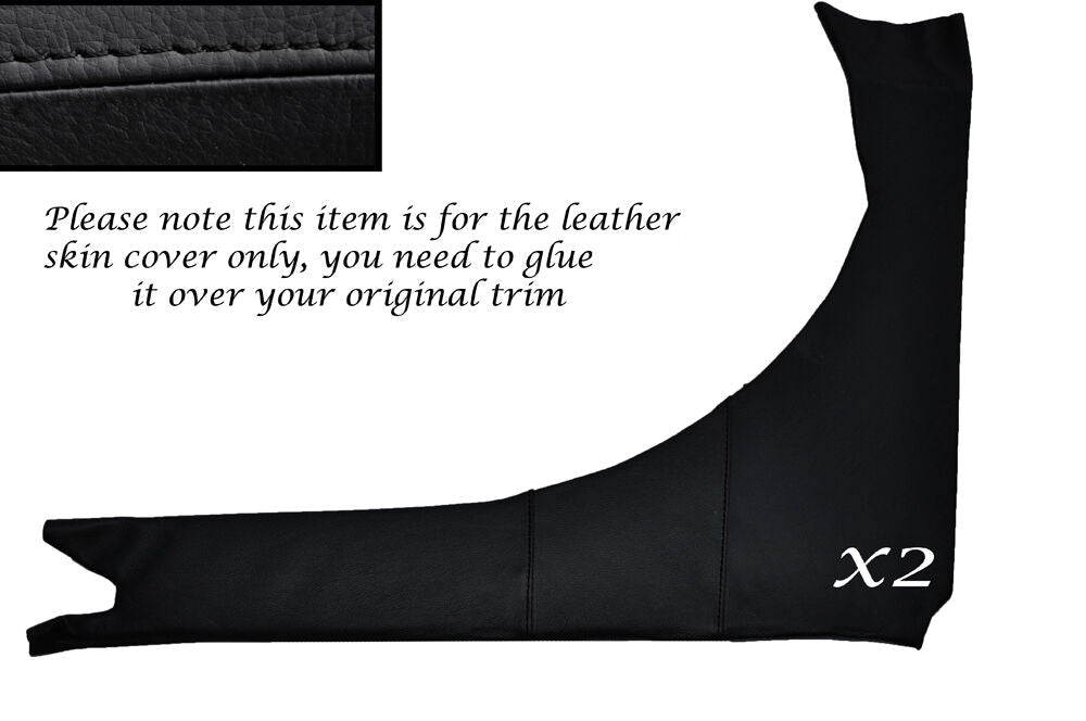 BLACK STITCH 2X REAR SIDE CARDS LEATHER SKIN COVERS FITS TRIUMPH TR6 1969-1976