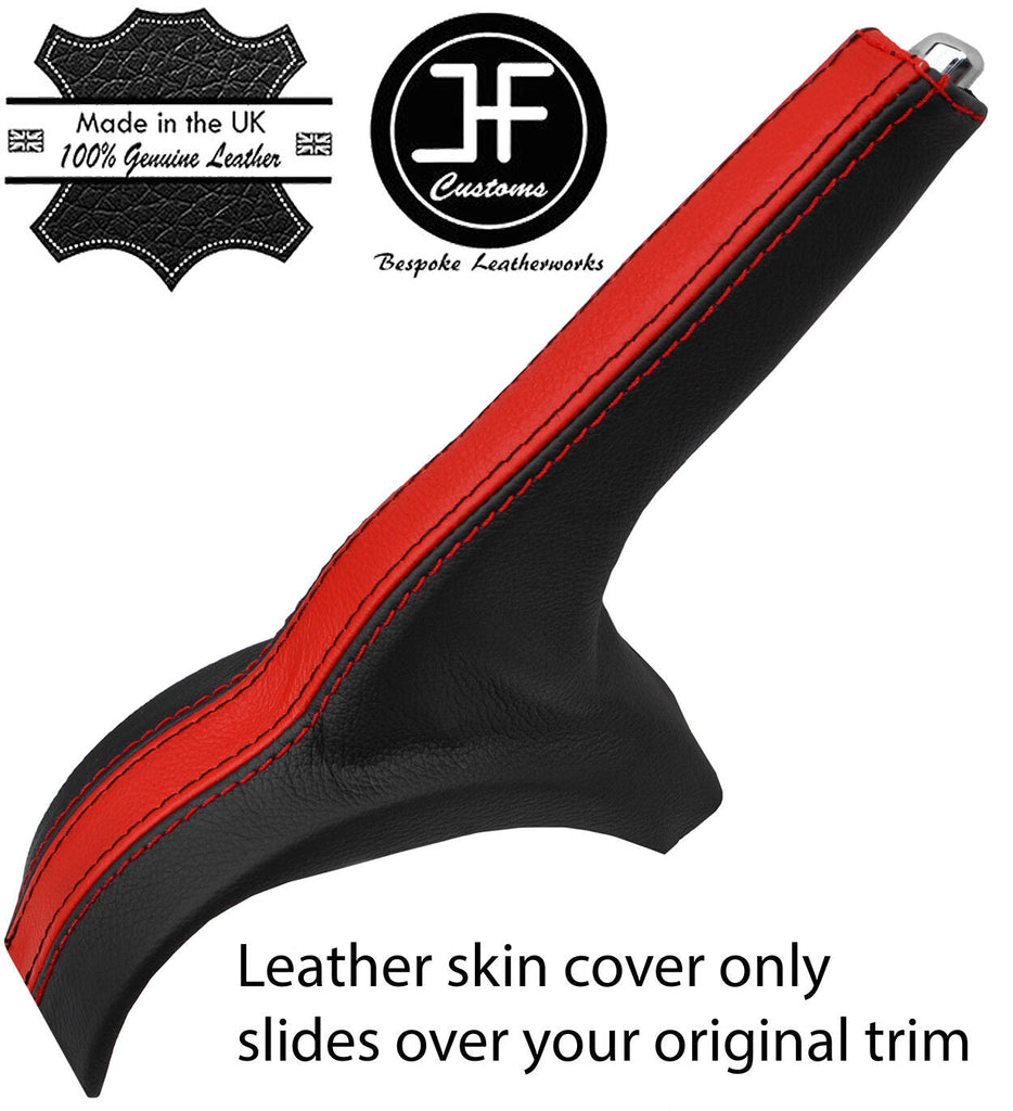 BLACK & RED STRIPE REAL LEATHER HANDBRAKE GAITER FOR FORD MONDEO MK3 01-06
