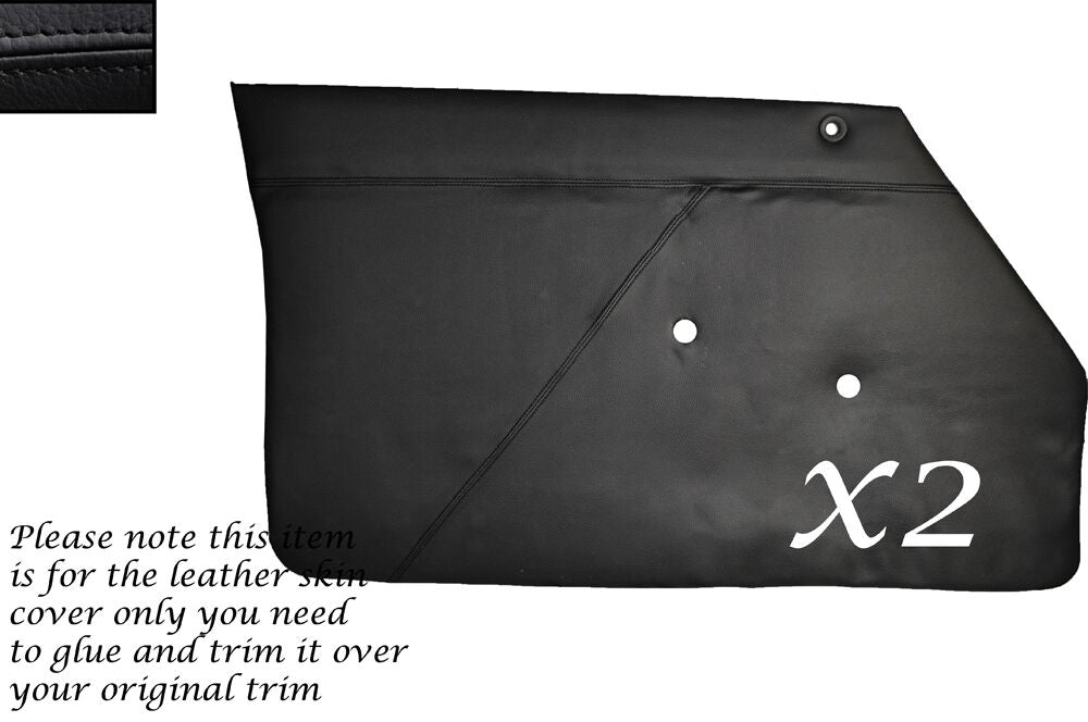 BLACK STITCH 2X FRONT DOOR CARDS LEATHER  COVERS FITS ROVER P6 2000 2200 3500