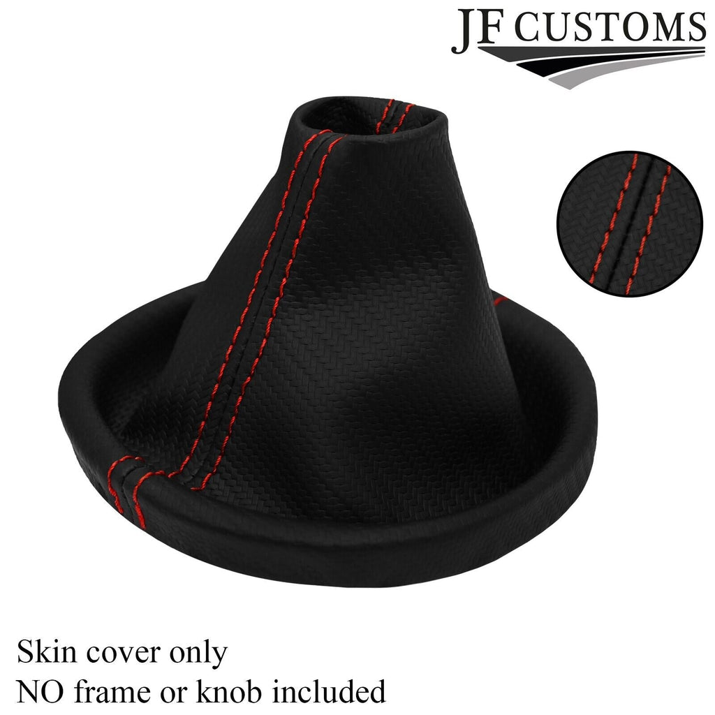 RED STITCH CARBON VINYL GEAR GAITER FITS SUBARU IMPREZA WRX STI 15-18 CUSTOM NEW
