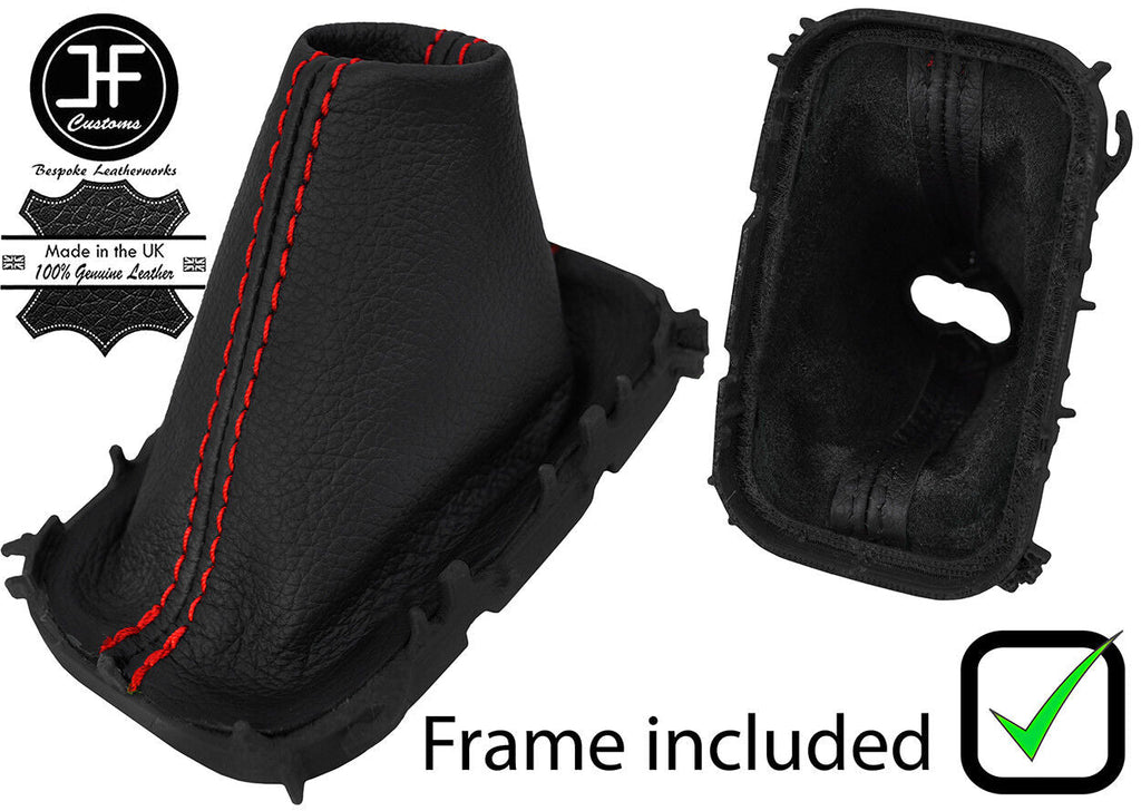 RED STITCH LEATHER AUTOMATIC GAITER+PLASTIC FRAME FITS FORD GRAND C-MAX 15-18