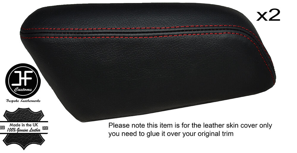 RED STITCH 2X REAR DOOR ARMREST LTHR COVERS FITS ROLLS ROYCE SILVER SHADOW II