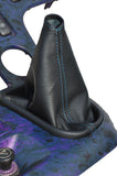 FITS KIA SEDONA 1998-2006 blue stitch LEATHER GEAR GAITER CUSTOM NEW MADE IN UK